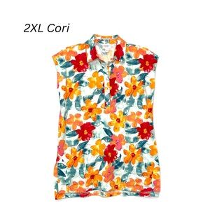 LuLaRoe Floral Tunic - Red, Orange, Green